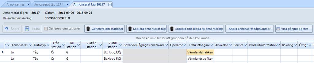 ett felmeddelande (det kan inträffa om du valt att inte kopiera trafikinformationsägare).