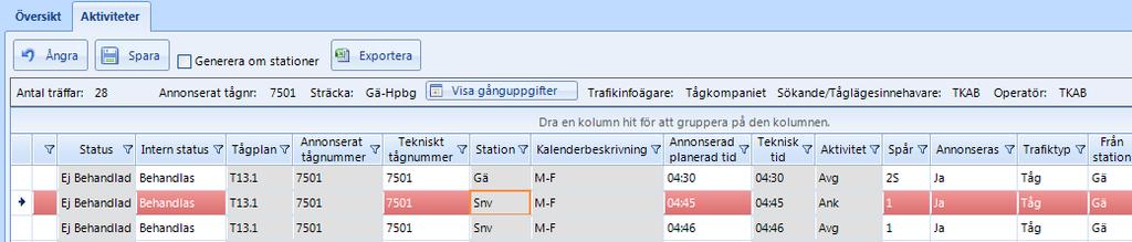 Skapa och kopiera aktivitet Ställ först muspekaren på den rad du vill kopiera viss annonsering från.