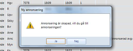 Då du valt Skapa annonsering får du en