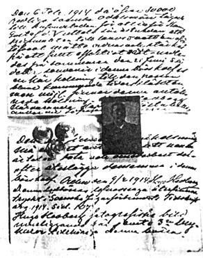 Björnjägaren Gustaf Schröders egenhändiga helsning till Intendenten Hugo Hedberg (denna bössas egare den 6/2 1914) Gåvan erhållen 1/1 1911. Godt Nytt År tillönskas av vännen GUSTAF SCHRÖDER.