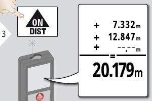 Funktioner Lägg till / Subtrahera Nästa mätning läggs till respektive subtraheras från den föregående.