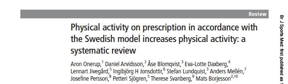 HTA-rapport- Effekter av den svenska modellen för Fysisk aktivitet på Recept (FaR) Svensk FaR-behandling ökar fysisk aktivitetsnivå GRADE Svensk FaR-behandling