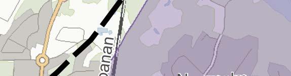 Lila korridor innebär sträckning mestadels i markplan eller ovan mark.