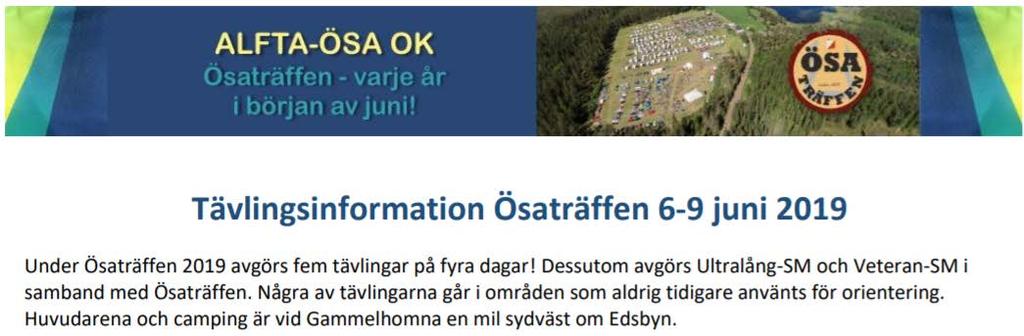 Sundbybergs IK orientering klubbresa till Alfta-Ösas 4-dagars tävlingar 2019 Aktivitet Klubbresa tävlingar Hälsingland 4-dagars Nationaldagshelgen Alfta-Ösa, klubboende i Harsa Tid torsdag 2019-06-06