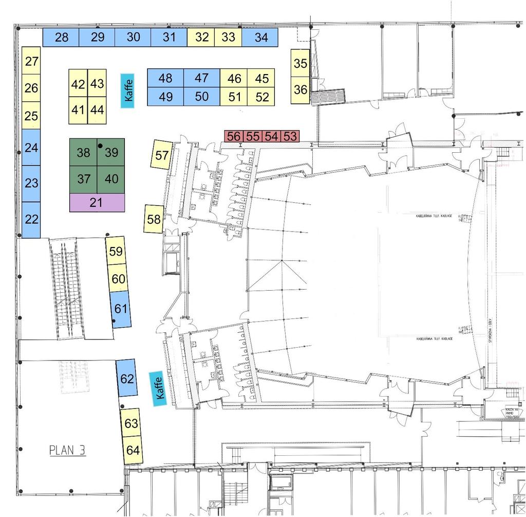 Plan 2 vid konferenslokalerna Yta 21, 22, 23, 24, 49 och 50 är vikta för
