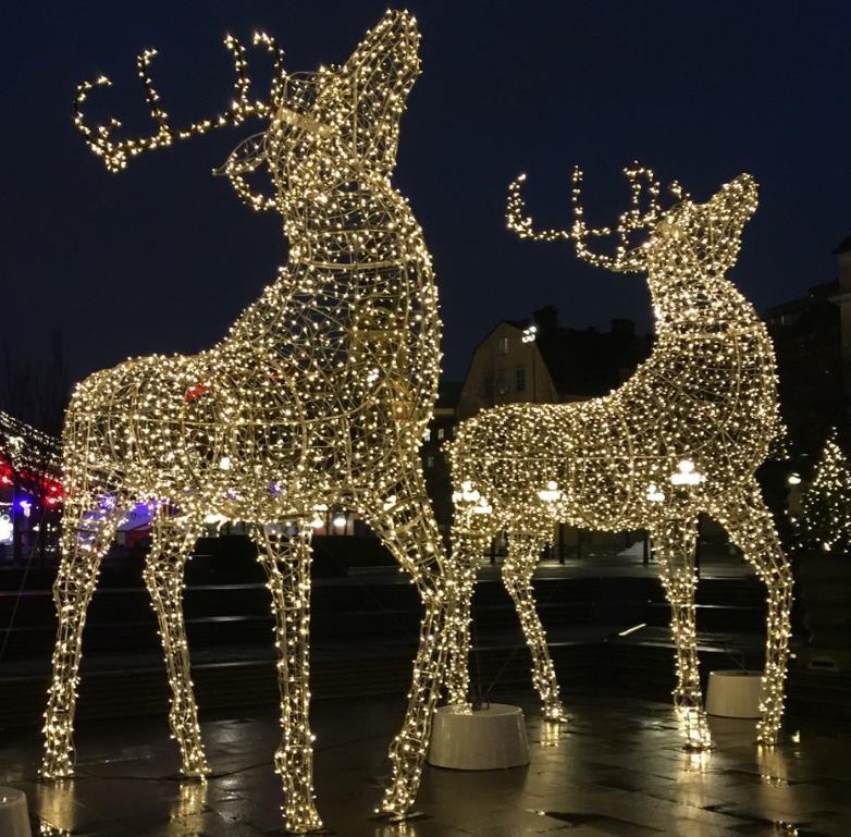 Promenadtips! Foto: Lotta Isberg Nu under julen finns över 40 speciellt belysta platser, torg osv i vår stad. I Kungsträdgården hittar du t ex dessa pampiga renar! Se mer på https://stockholmsjul.