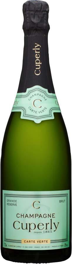 Cuperly Grande Réserve Carte Verte Brut Producent Champagne Cuperly Ursprung Frankrike, Champagne Druvor Pinot meunier 43%, Pinot noir 30%, Chardonnay 27% Karaktär Sockerhalt Vinifikation