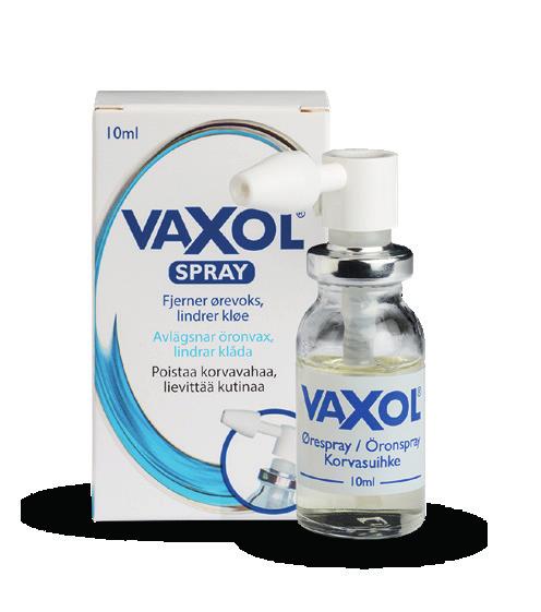 Vaxol återfuktar och smörjer huden i hörselgången och därmed lindrar klåda och irritation orsakad av torr hud. Mjukgör och avlägsnar öronvax samt vaxproppar.
