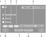 60 CD-spelare MIX visas inte längre på displayen. Slumpvis uppspelning kan även deaktiveras genom utmatning av CD:n.