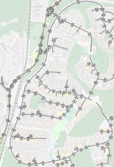 PM Trafikanalys, Jordbro 2017-08-08 14 (21) Vägnät alternativ B Trafikmängder vardagsdygn (1000-tal fordon per riktning) alternativ B Alternativ B innebär två nya vägkopplingar, en i nord-sydlig