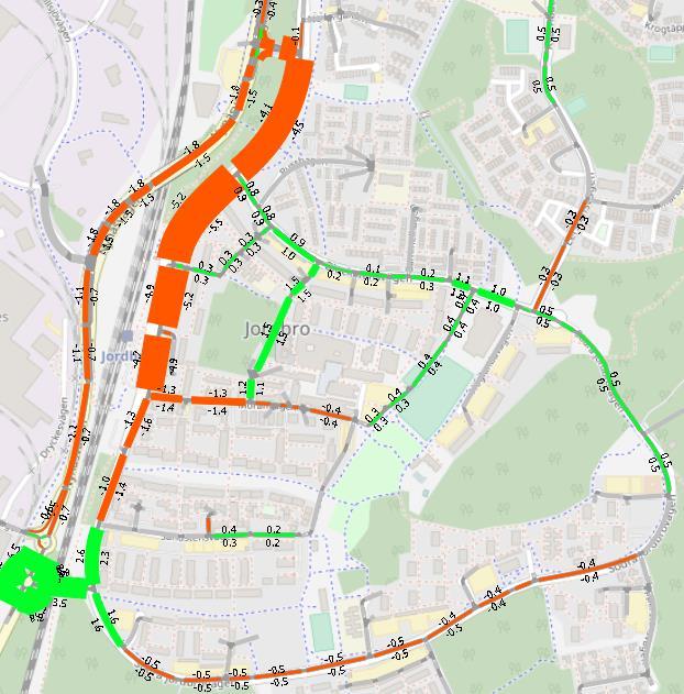 PM Trafikanalys, Jordbro 2017-08-08 17 (21) Moränvägen samt en från Moränvägen till Sandstensvägen och vidare en ny koppling i öst-västlig riktning mellan Nynäsvägen över Järnvägsspåret till den