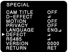 - RETURN : Returns to the SPECIAL MENU. (4) PRIVACY - SELECT : You can select up to 8 PRIVACY areas.