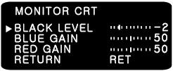 ADJUST (1) SHARPNESS - SHARPNESS : ON/OFF - LEVEL : Adjust the LEVEL 0 ~ 100 - RESOLUTION : ON/OFF - RETURN : Returns to the ADJUST