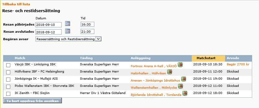 Möjliga felkällor Du kan bara ansöka om restidsersättningar vid ett tillfälle. ibis gör en kontroll automatiskt och du får ett felmeddelande.