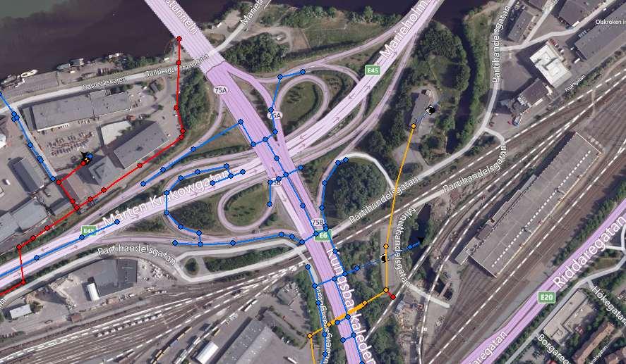 SIMULERINGSUPPDRAG 1A 3 2.1 Markanvändning I område C finns stora asfalterade områden, dels vägar, stora parkeringsplatser och godsområden.