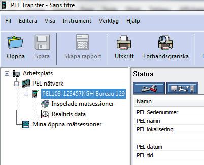 4.2.. USB ASLUTIG En USB-anslutning är den enklaste och lättaste anslutningen att göra och rekommenderas när du först vill lära dig att använda PEL och PEL Transfer.