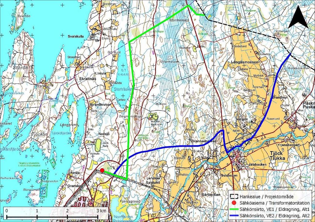 1-18 En 110kV jordkabellinje kräver ca 4-5m trädfritt område under drift (ca 10 under anläggningstiden), varvid den överföringsformen är att föredra framom motsvarande luftledning som kräver ca 48