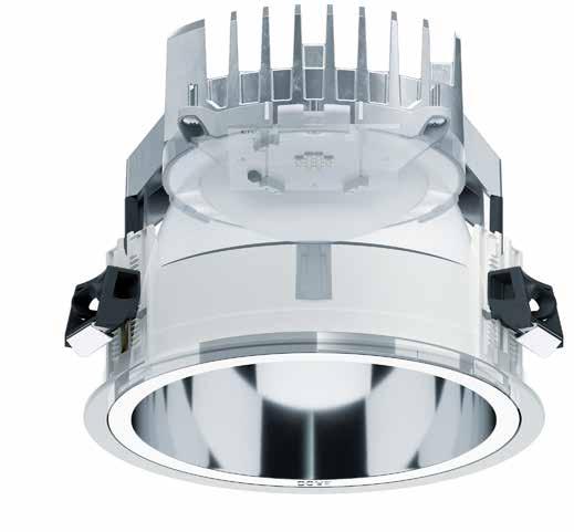 Det ljustekniska systemet i Quintessence downlights är utformat för utmärkt visuell komfort med maximala armaturavstånd.