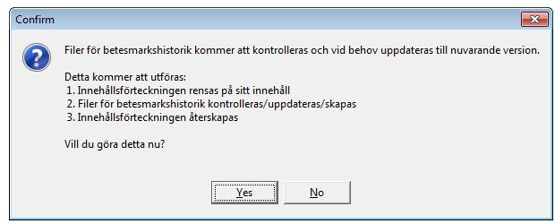 Första gången detta görs på datorn kommer RenGIS att öppna nedanstående fönster. RenGIS kommer automatiskt att utföra de listade åtgärderna när användaren klickar på Ja-knappen.