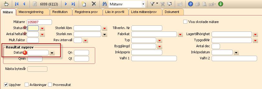 under Styrparametrar>Mätare som heter TvingandeNyprovVidNyMätare.