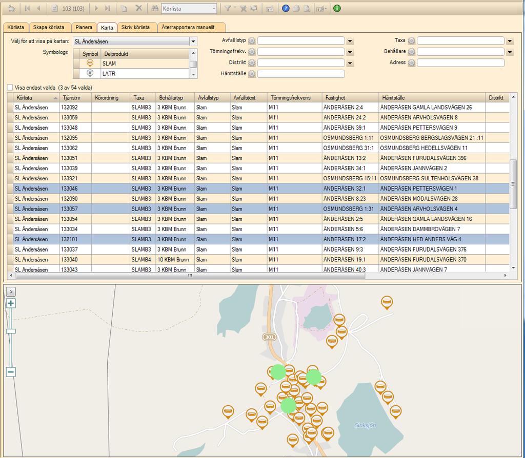 43185 ärende 64880 Renhållning > Körlista Skall visas på konferens Beskrivning: Integrerad Karta.