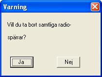 Radiospärr Efter det man har startat täthetsprovet med en viss radio blir andra radioapparater spärrade från att ge order till detta spår, på detta sätt förhindras andra att påverka ett pågående prov