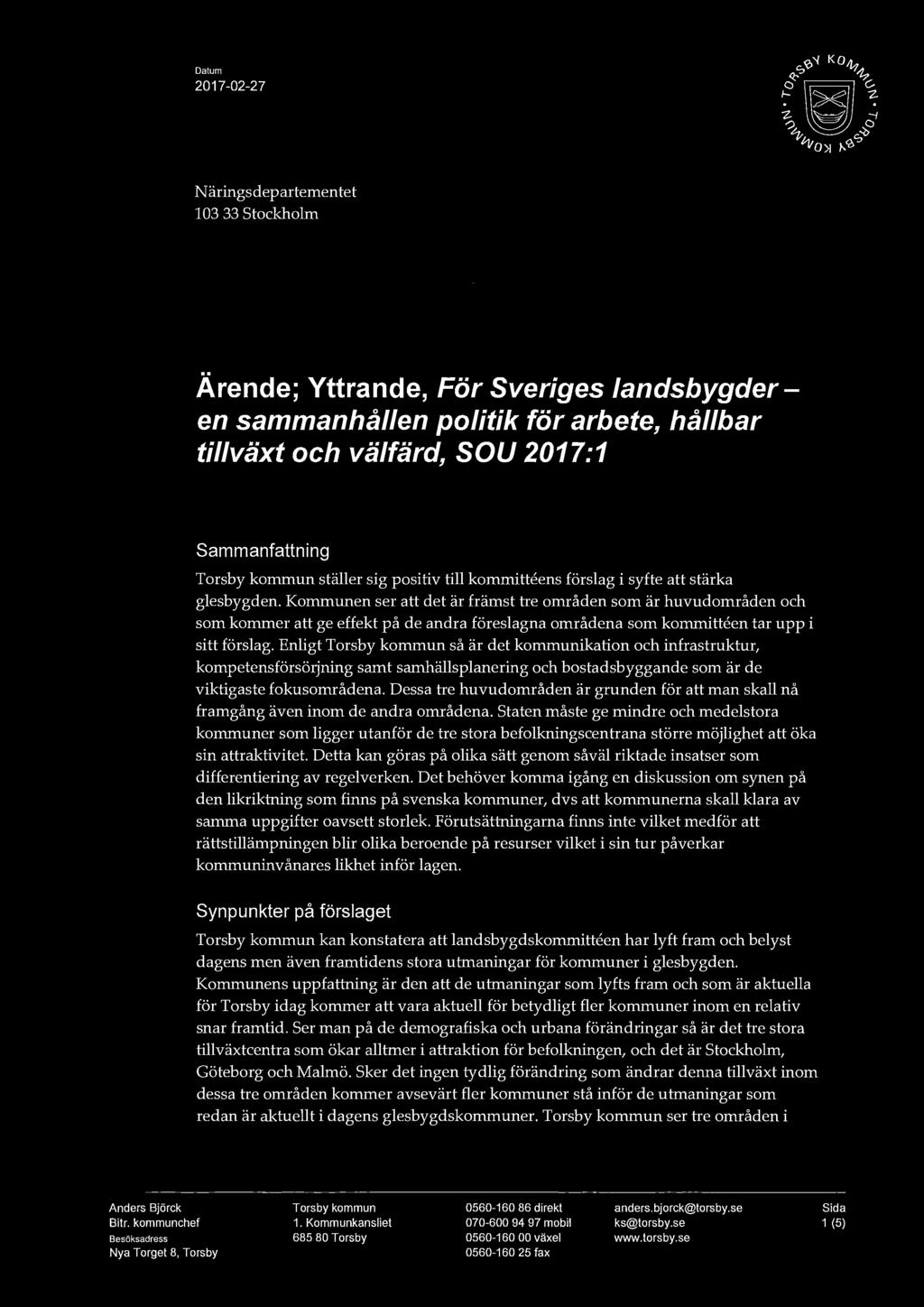 Datum 2017-02-27 Näringsdepartementet 103 33 Stockholm.
