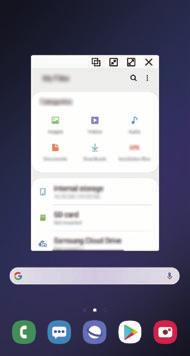 Appar och funktioner Popup-vy 1 Tryck lätt på knappen Senaste för att öppna listan över senast använda appar.