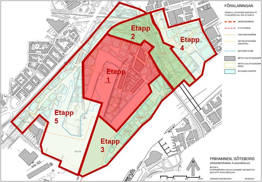 Frihamnen Etapp 1 Utbyggnadstid 2019-2027 500 000 BTA (bostäder, lokaler och offentlig service) 2 400 m gator
