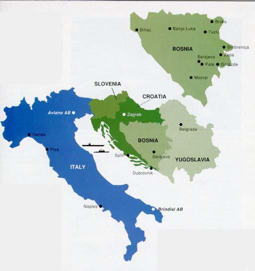 40 Operation Deliberate Force I detta avsnitt beskrivs operation Deliberate Force. Den genomfördes i Bosnien-Herzegovina år 1995. Landet omfattar 51 000 km 2, merparten berg.