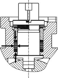 Mediatrycket pressar kulan mot utloppssidans tätningselement, medan inloppssidans tätningselement samtidigt pressas mot kulan.