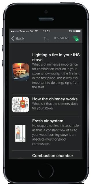 3 Tips Menyn Tips innehåller en rad tips och annan relevant information om braskaminen och den ska hanteras.