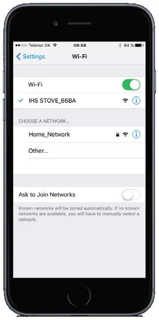 Kontrollera att Wi-Fi är aktiverad på enheten, och att det har anslutits ström till HWM SmartControl (braskaminen).