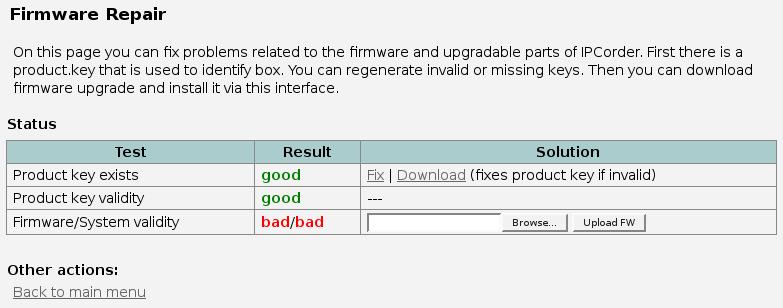 Chapter 5 Troubleshooting in Rescue Mode Figure 5.1: The main Rescue Mode page If any system faults are detected the device will automatically switch to Rescue Mode.