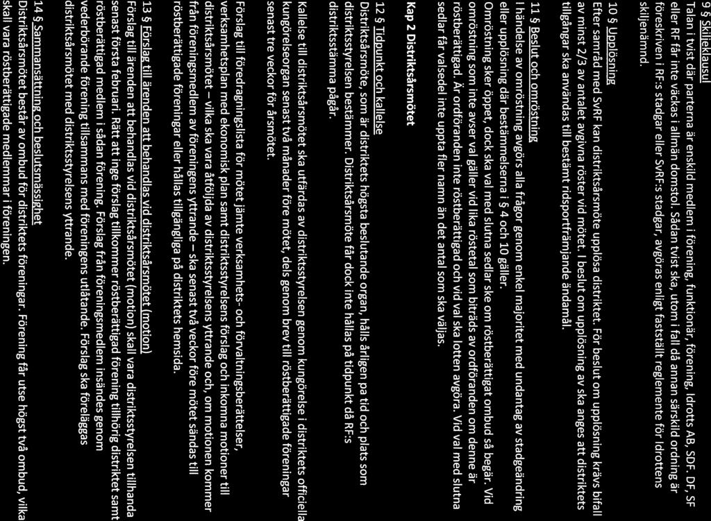 vilka ska Sida 3 av 7 9 Skiljeklausul Talan i tvist där parterna är enskild medlem i förening, funktionär, förening, Idrotts AB, SDF. DF, SF eller RF får inte väckas i allmän domstol.