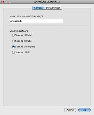ControlCenter2 Skanna till e-post 10 Fliken Allmänt Skapa ett namn till knappen genom att skriva in ett