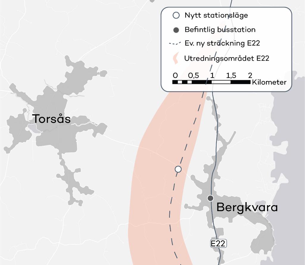 2.6 Torsås E22 genom Bergkvara är en av de återstående flaskhalsarna genom Kalmar län, och en förbifart med mötesfri motortrafikled ska upprättas mellan Bergkvara och Torsås.