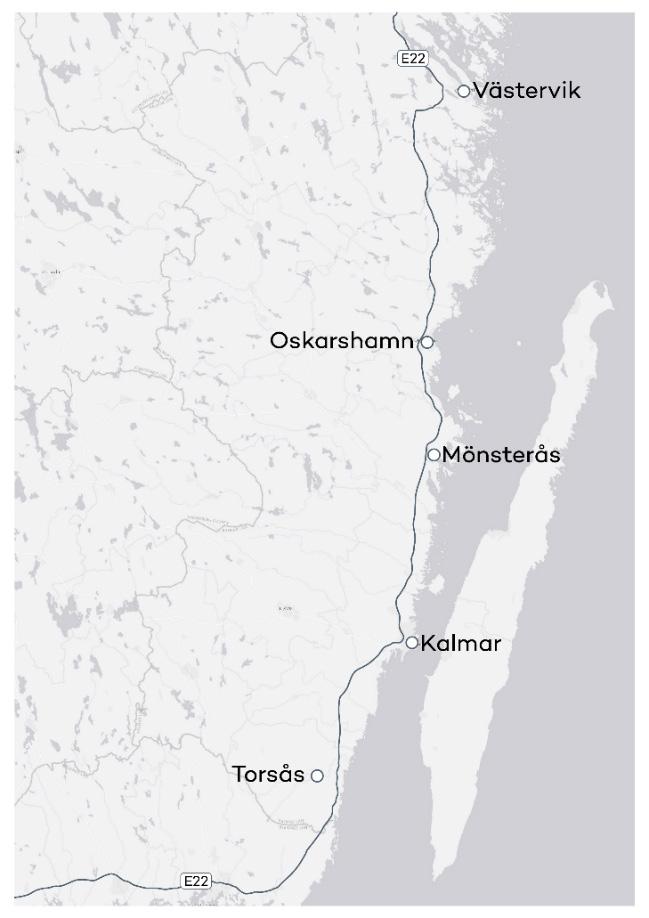 1 Inledning 1.1 Bakgrund Väg E22 sträcker sig från Malmö till Norrköping via Blekinge och Kalmar län.