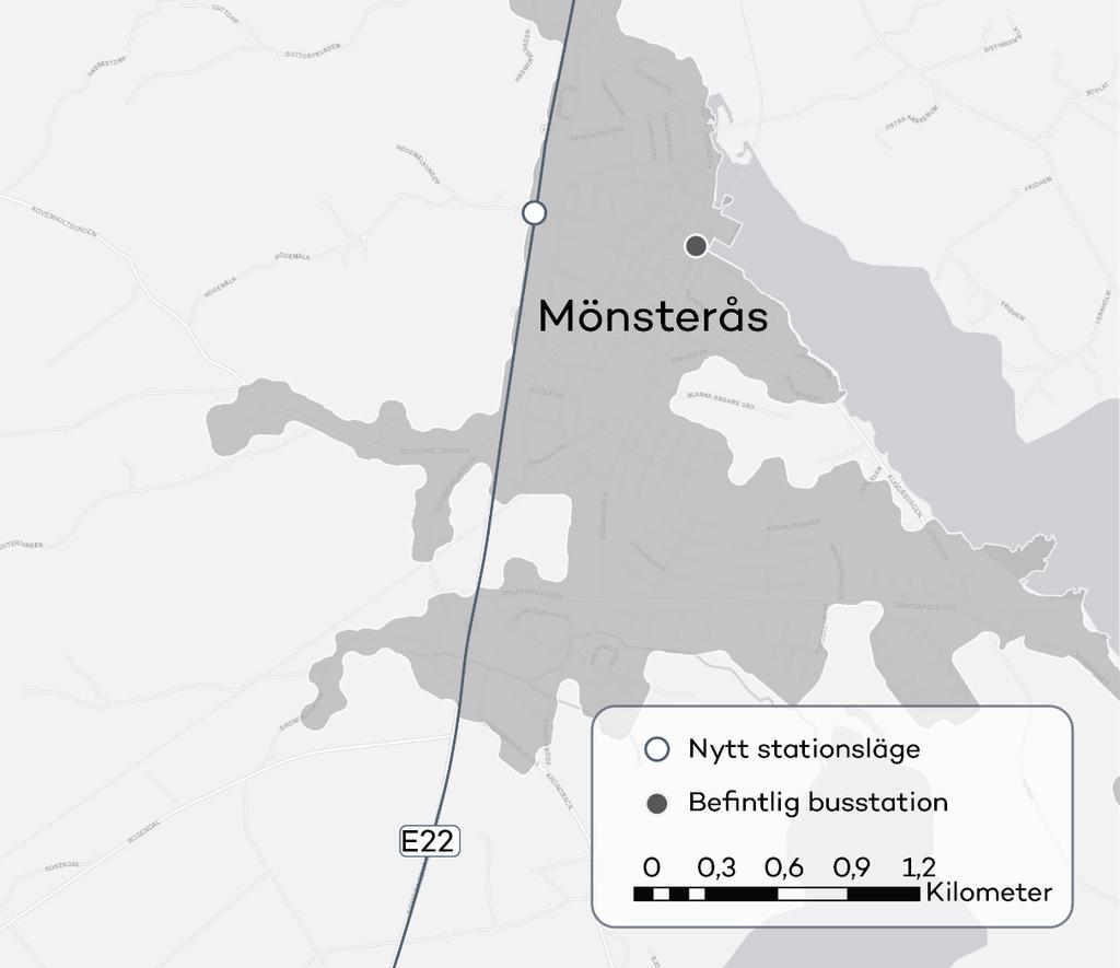2.4 Mönsterås E22 passerar Mönsterås längs tätortens västra utkant.