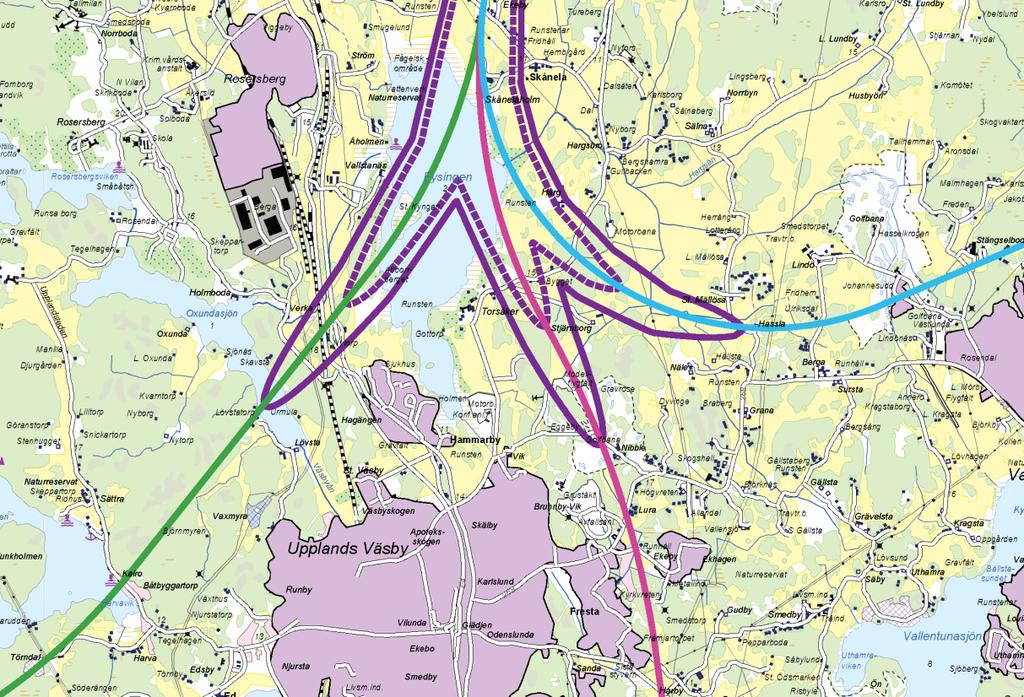 320-211 och Boeing 737-800 för RNP AR-procedurerna X, Y och Z till bana 01R. 7.1.1.1 X Inflygning till 01R sker från väster mellan tätorterna Brunna och Kungsängen.