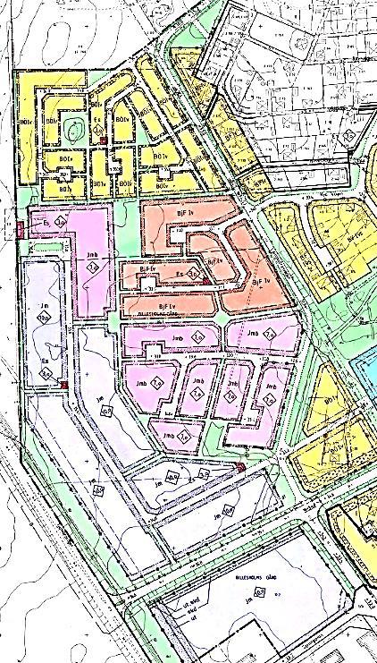 10 (43) Nulägesbeskrivning Den nuvarande stadsplanen Verksamhetsområdet Sonnadamm (markerad med röd begränsningslinje på bilden nedan) vid infarten till Billesholm från länsväg 110 planlades i slutet
