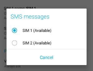 SIM-kort för SMS-meddelanden För att tilldela ett SIM-kort för SMS-meddelanden, tryck på SMS messages (SMS-meddelanden) och