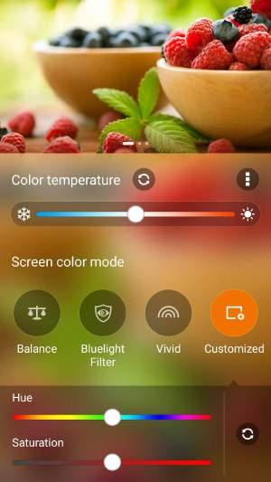 Anpassat läge Detta läge ger dig möjlighet att justera skärmen efter temperatur, färgton och mättnad på din favoritfärg.