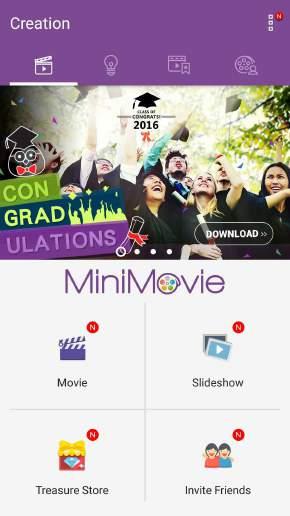 Använda MiniMovie Förvandla foton till en temafilm eller allmänt bildspel med appen MiniMovie. För att skapa en MiniMovie: 1.