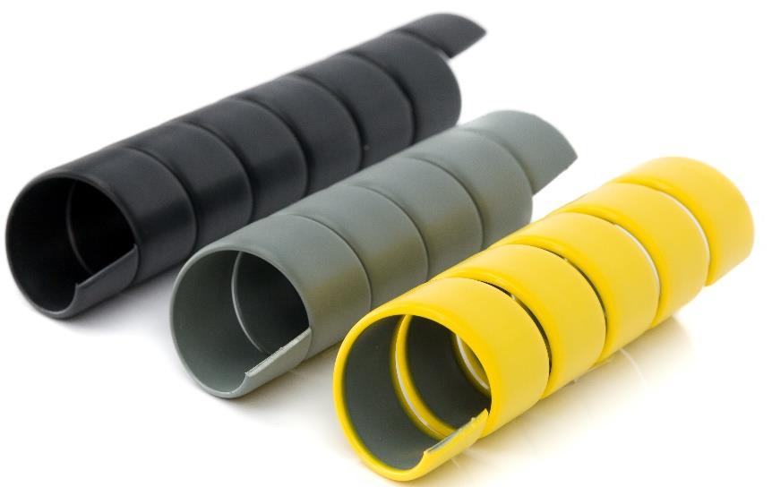 SAFEPLAST ECO-LINJE SAFE-SPIRAL ECO ekonomisk och flexibel lösning för slangskyddandet tillverkad med extrudering av 100 % återvunnen HD polyeten tål syror, oljor och lösningsmedel recyclable /