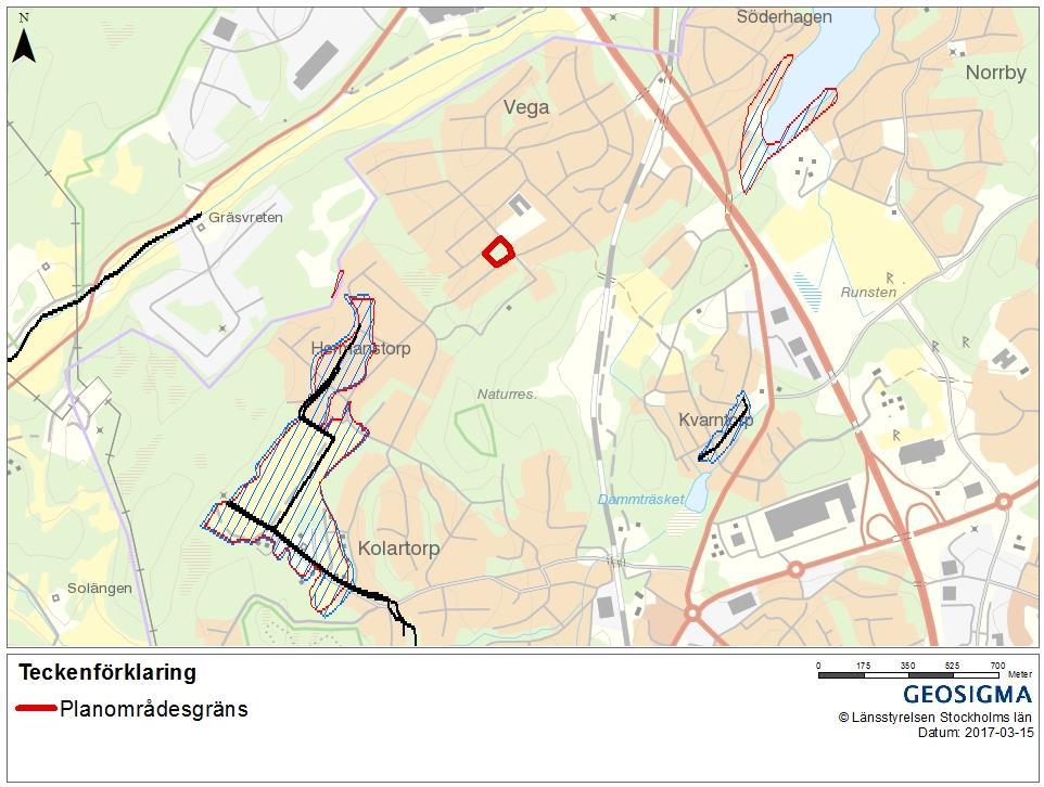 Dagvattenledningen som går längs Ishavsvägen rinner ner till ett kärr och därifrån tar vattnet sig så småningom till Dammträsk, Jutskåran och Drevviken.