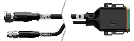 Beteckning: Kabel B Längd: 30 cm Signal : Koppling M12, 12-polig Kabel H Signal B : Koppling, 12-polig Uttag B på terminalen RS232