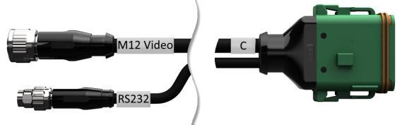Beteckning: Kabel C2 Längd: 30 cm Video : Koppling M12, 8-polig Kamera C : Koppling, 12-polig Uttag C på terminalen