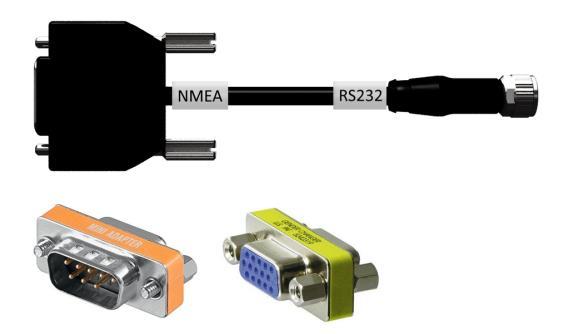 Beteckning: Kabel typ N Längd: 200 cm NMEA : Kontakt, 9-polig GPS-mottagare RS232 : Koppling M8, 4-polig