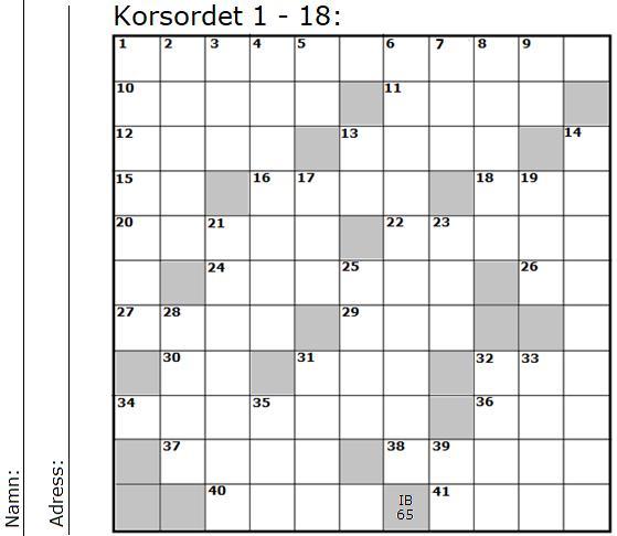 Vågrätt: 1. Vågfångare 10. Glöden 11. Florensflod 12. Tvärbromsa 13. Grisig plats 15. Förära 16. Slitet 18. Sticka 20. Har dag i augusti 22. Afro-amerikan 24. Fartygsägare 26. Sno 27.